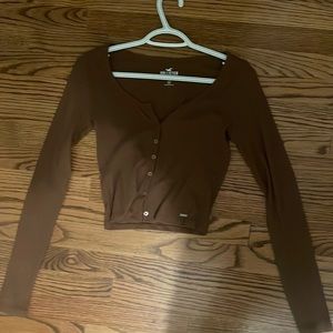 brown Hollister long sleeve shirt size small